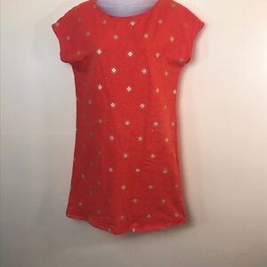 Boden Orange Gold Floral Print Short Sleeve T-Shirt Jersey Dress Women 4